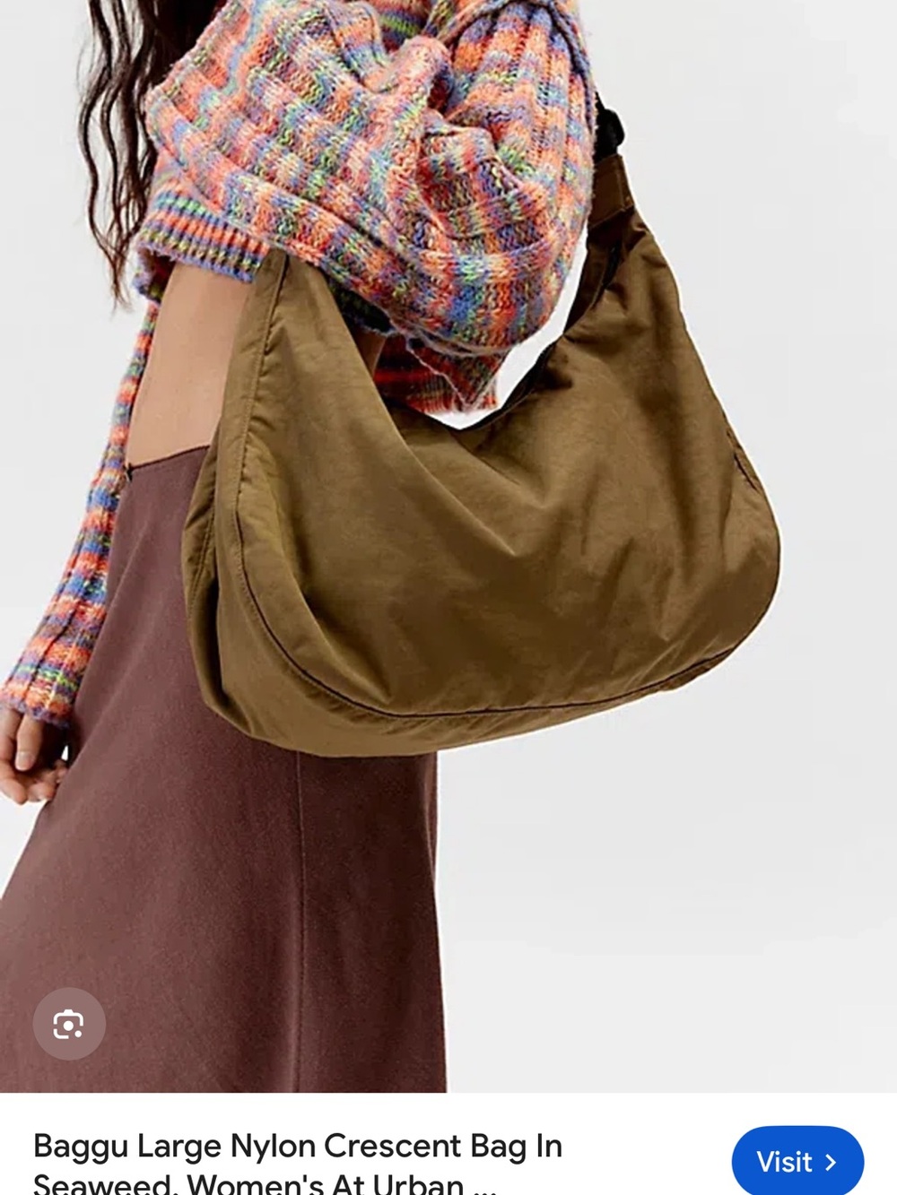 BAGGU Nylon Crescent Shoulder Bag in Seaweed Green